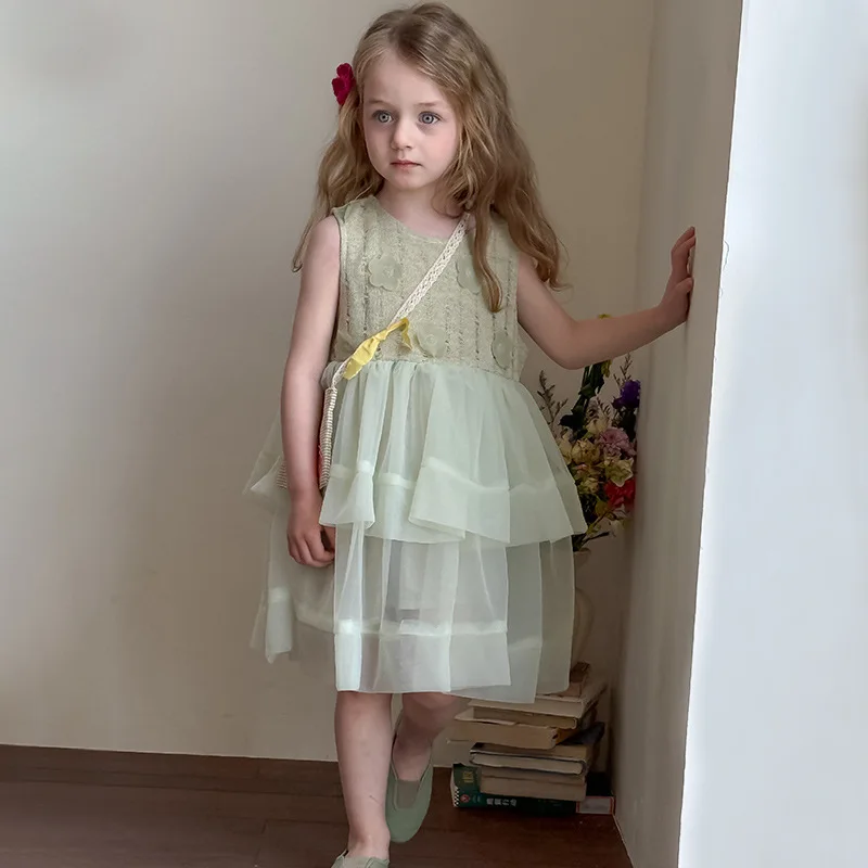 Vestido princesa de tul verde menta con encaje - imagen 3