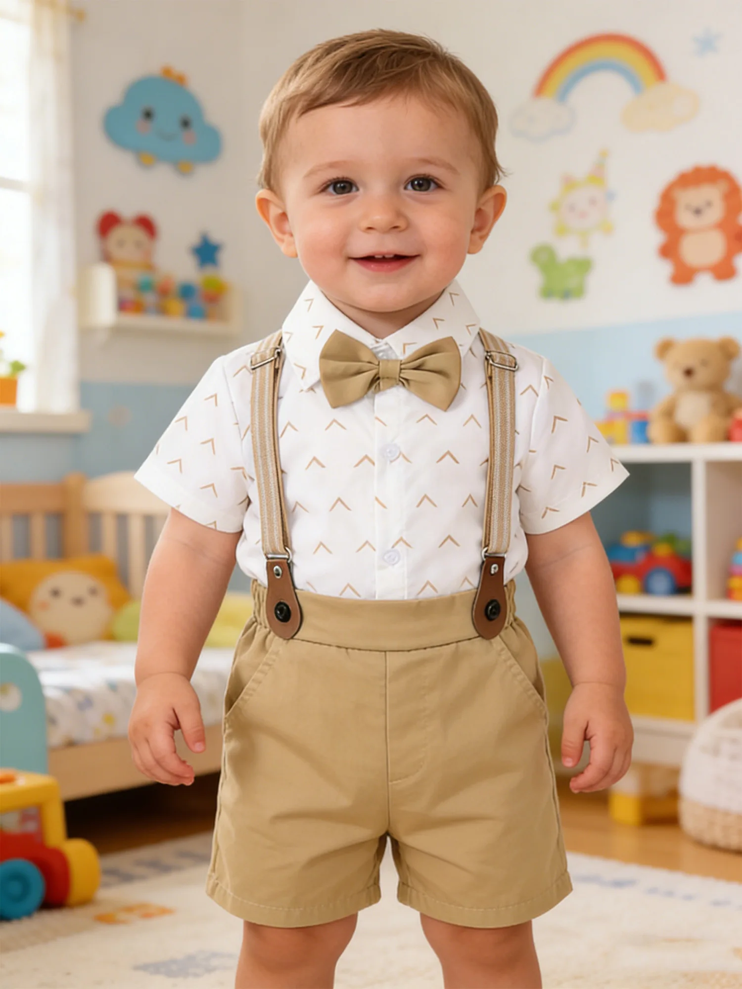 Traje de caballero para bebé niño con camisa y corbatín - imagen 2