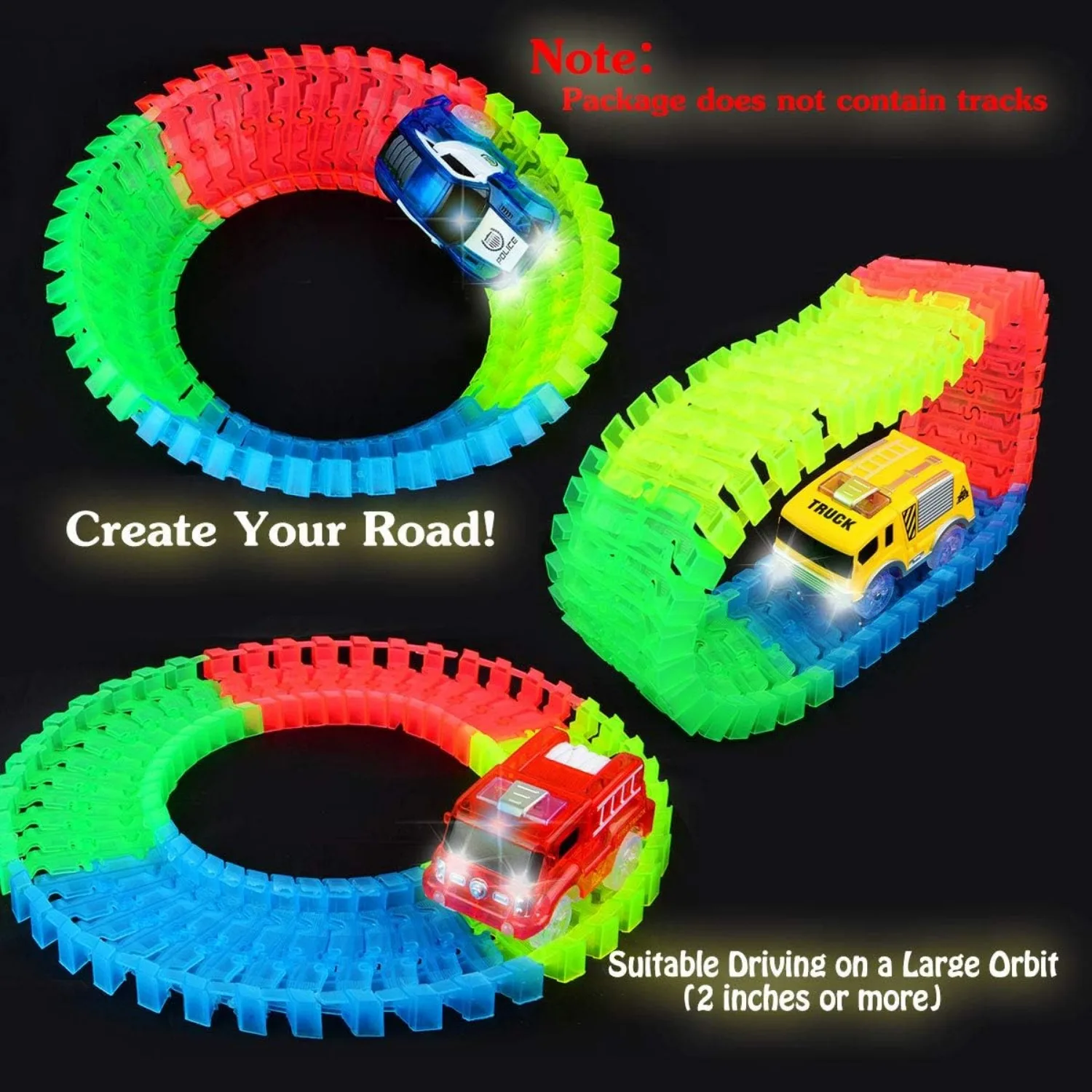 Coches de carrera Flex Track con LED brillante para pistas infantiles - imagen 5