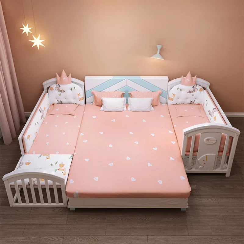 Cuna multifuncional de madera maciza convertible 2 en 1 para niños - imagen 2