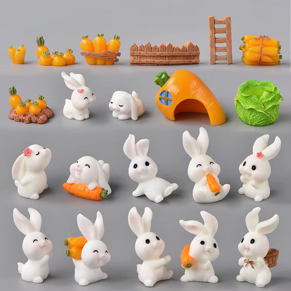 Figura con conejo en resina para decoración de Pascua infantil - imagen 2