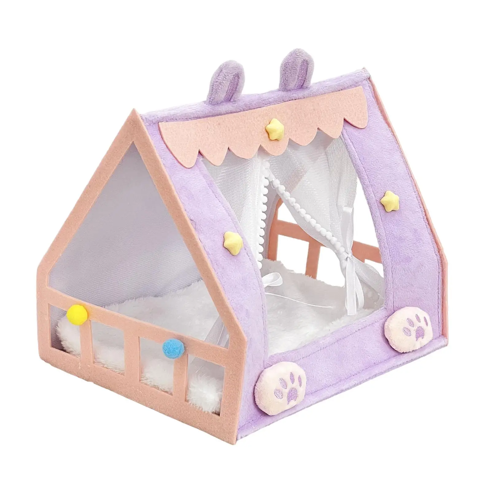 Cama de muñecas portátil con peluche suave para casa de juegos