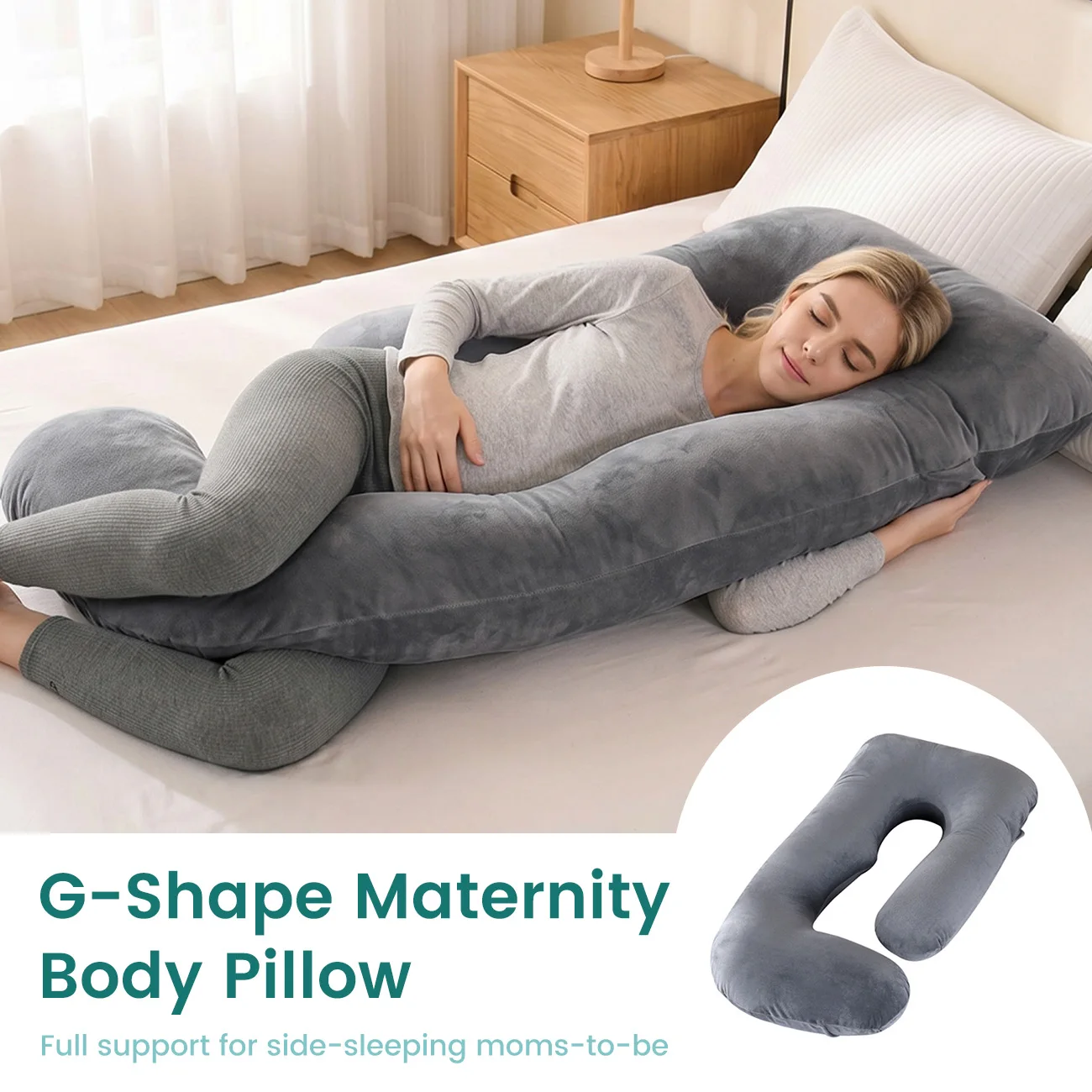 Almohada de embarazo G-Shape para descanso lateral y lactancia