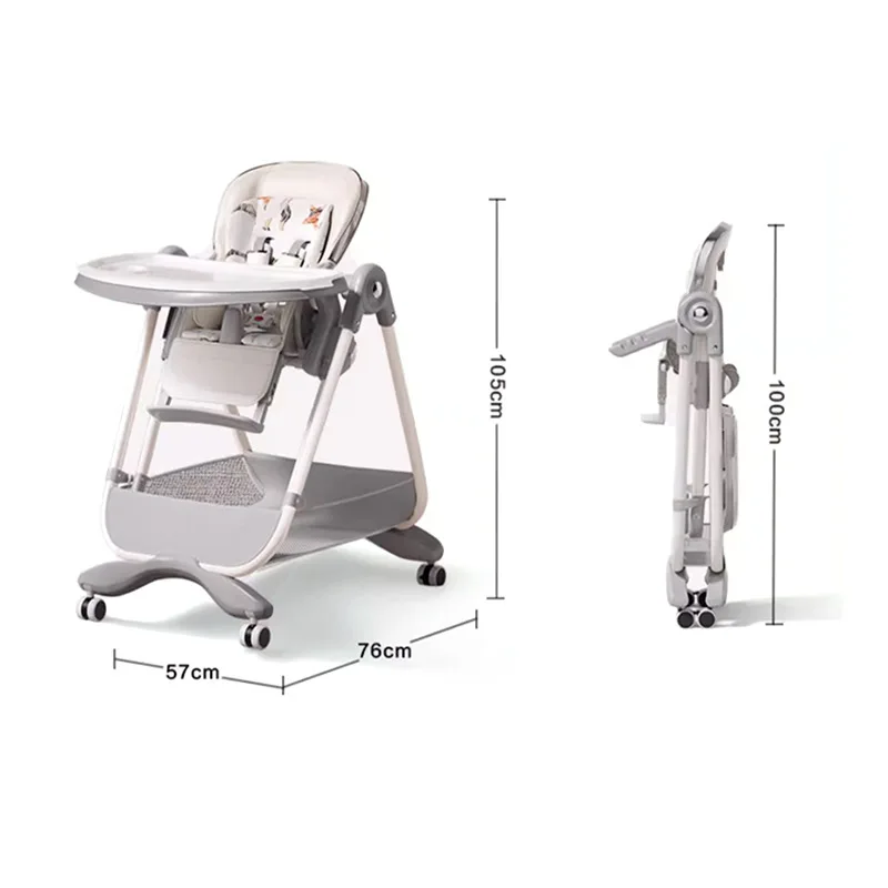 Trona portátil con ruedas para bebé reclinable y ajustable - imagen 4