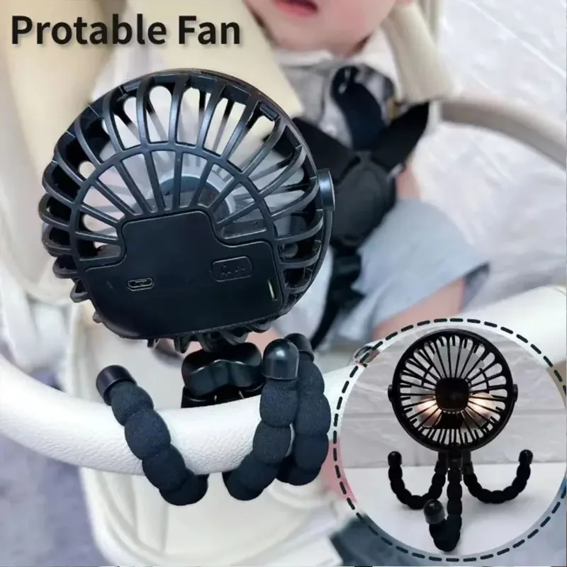 Mini ventilador silencioso recargable USB para cochecito de bebé - imagen 4