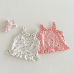 Top halter de bebé con tirantes finos y estampado floral