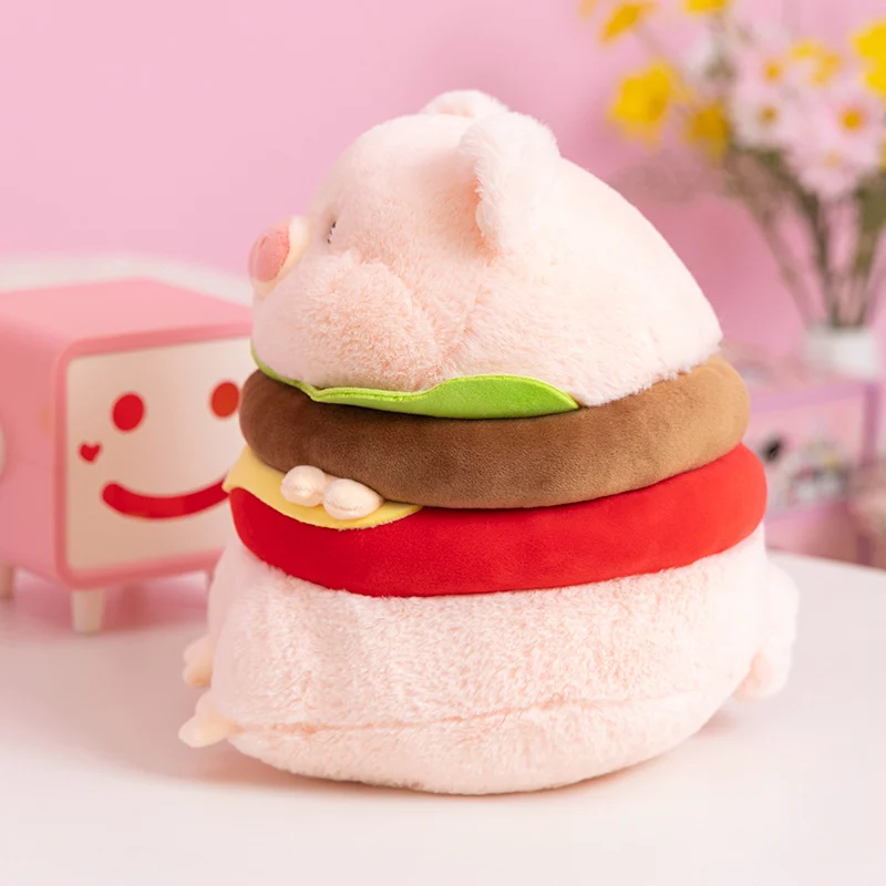 Peluche cerdito hamburguesa estilo kawaii, suave y esponjoso - imagen 3