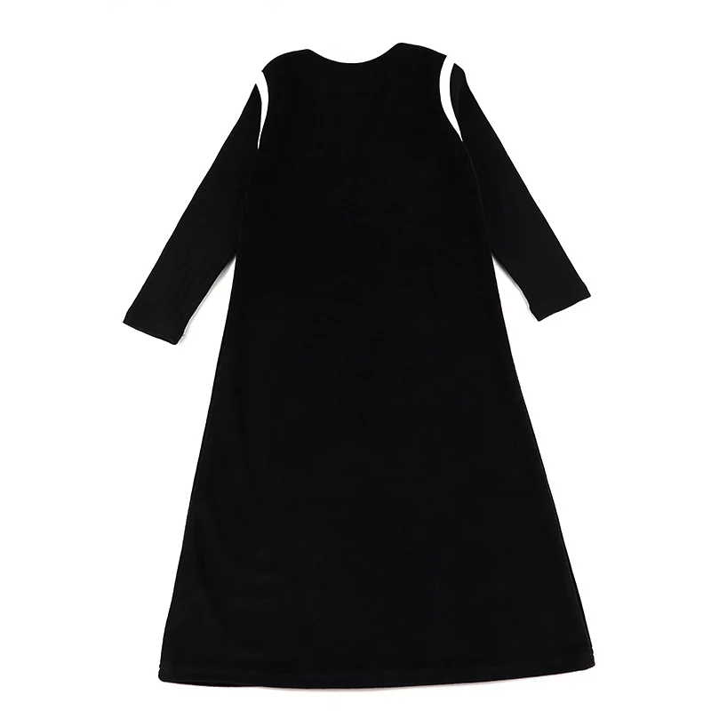 Vestido maxi negro acanalado para niña Conjunto cómodo - imagen 2