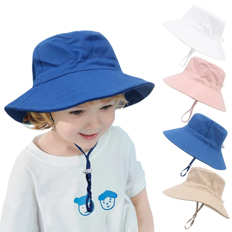 Sombrero de sol de ala ancha para niño en color azul