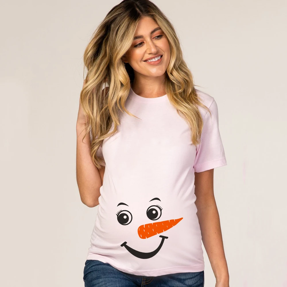 Camiseta maternidad navideña blanca manga corta muñeco de nieve - imagen 5