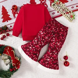 Conjunto de invierno con top de Navidad y pantalón de lentejuelas