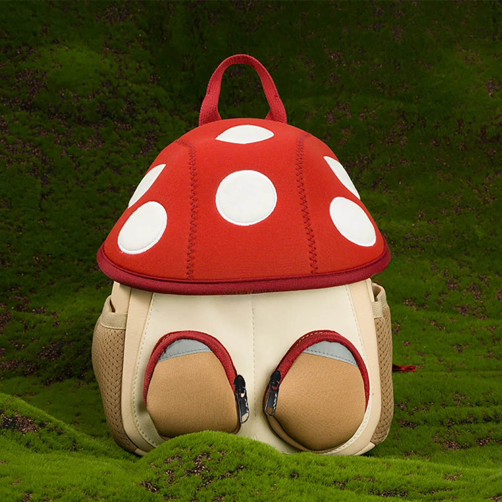 Mochilas infantiles ligeras con diseño de hongos para preescolar
