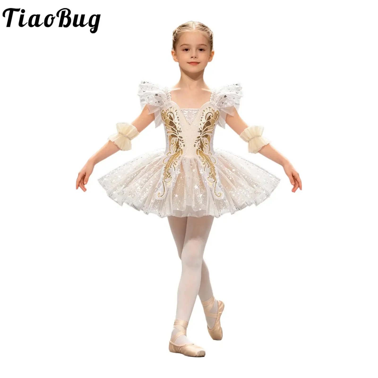 Vestido de ballet tutú con lentejuelas y detalles para niñas - imagen 5