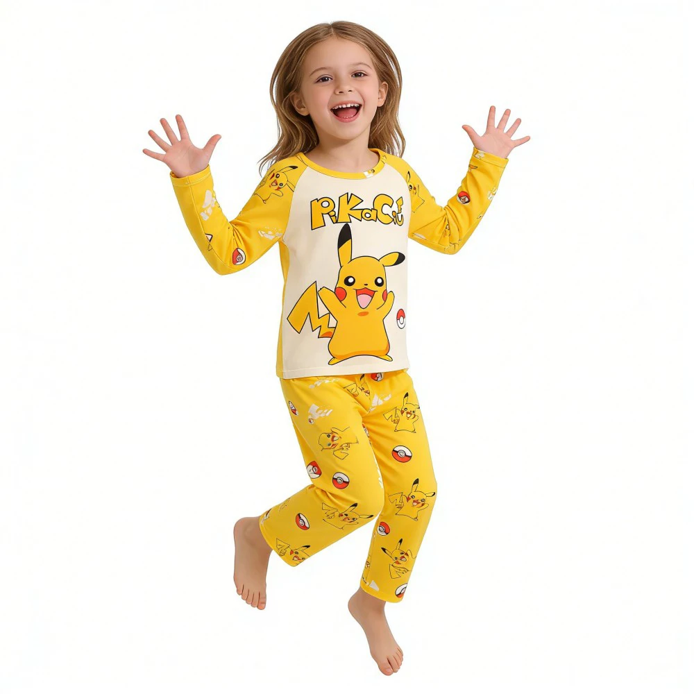 Pijamas infantiles de Pikachu de manga larga - suaves y cómodos - imagen 4
