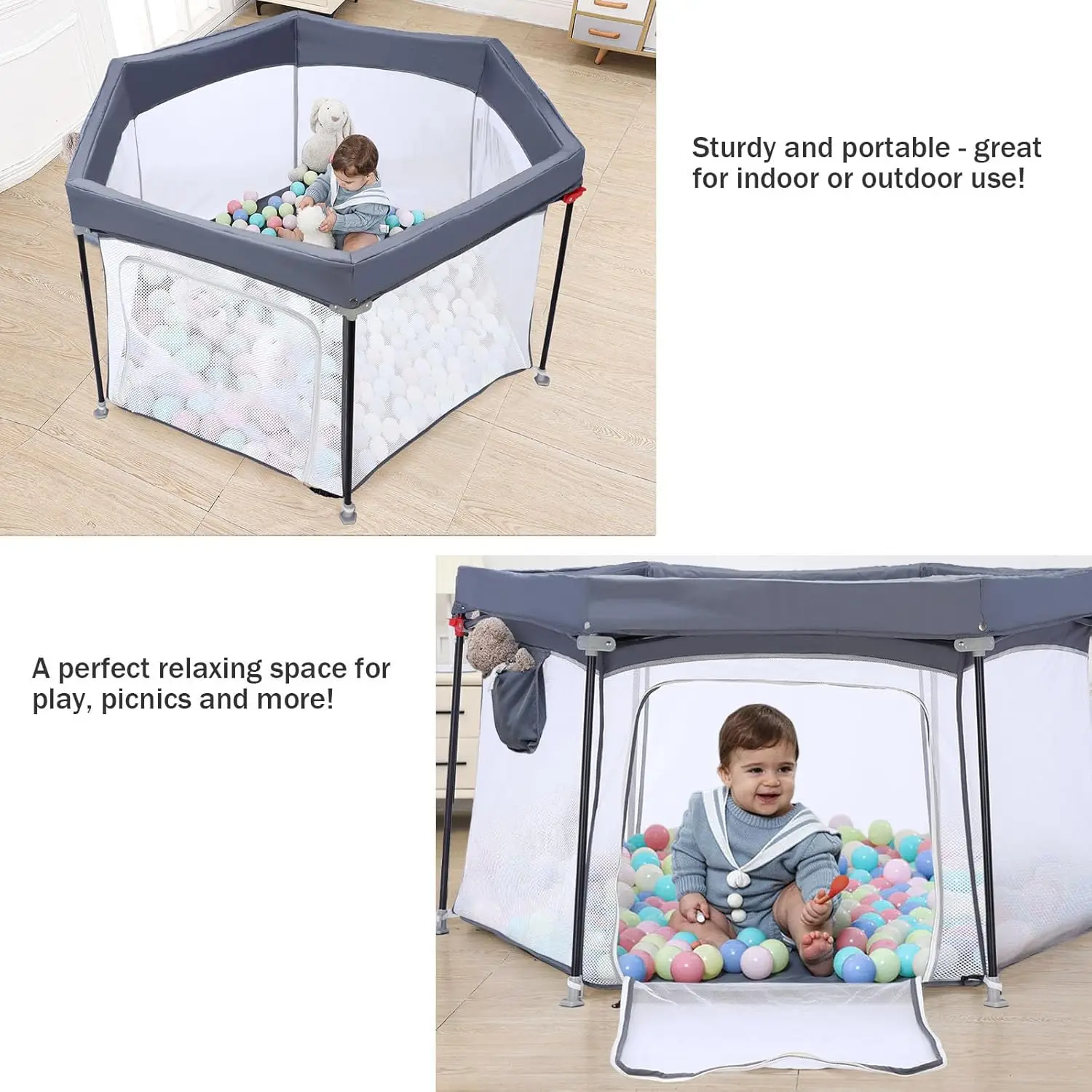UBRAVOO Parque infantil hexagonal plegable para bebés seguro - imagen 2