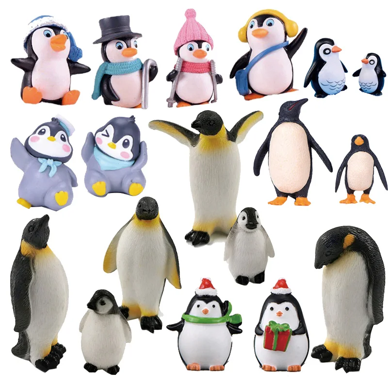 Figurita pingüino de Navidad pastel, estilo dibujos animados