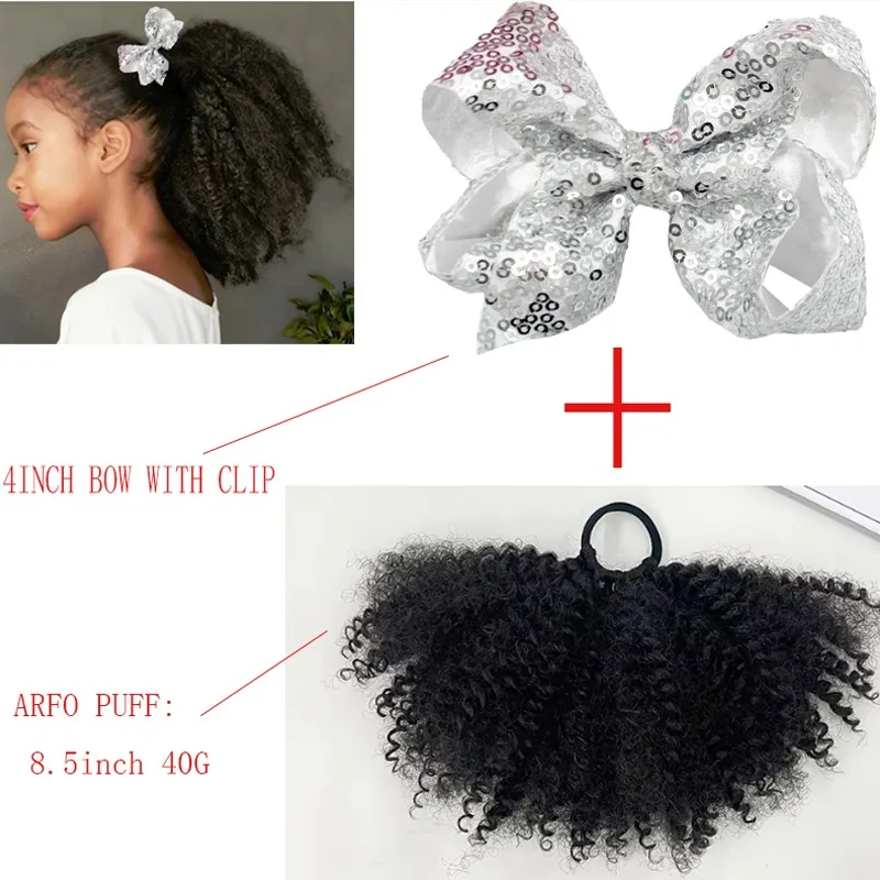 Clip cola de caballo Afro Kinky Marley con lentejuelas para niños - imagen 2