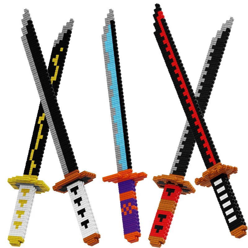 Bloques de construcción anime japonés con katana samurái - imagen 3