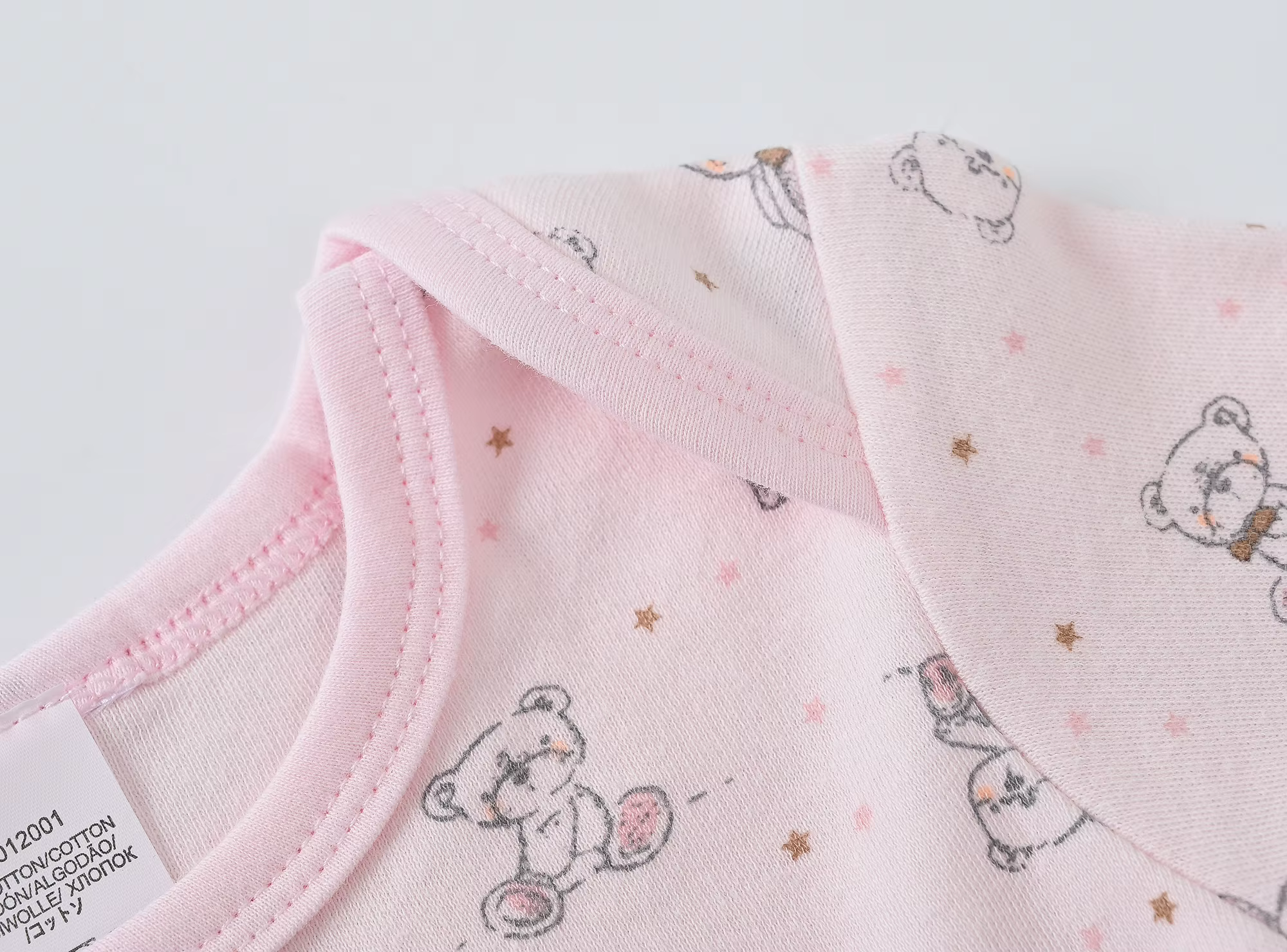 KAVKAS body bebé niña algodón manga larga estampado oso rosa - imagen 2