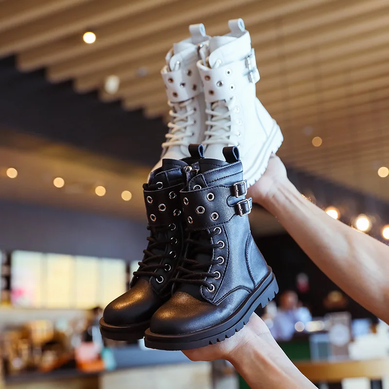 Botines anticchoque de cuero para niña – Estilo británico otoño - imagen 4