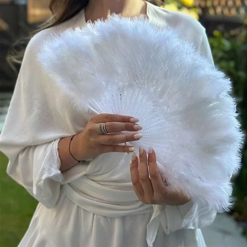 Abanico de plumas plegable estilo flapper para fiesta - imagen 2