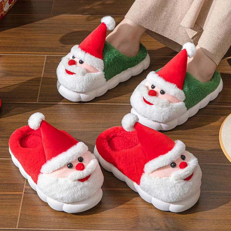 Zapatillas de algodón navideñas en tonos rojo y verde