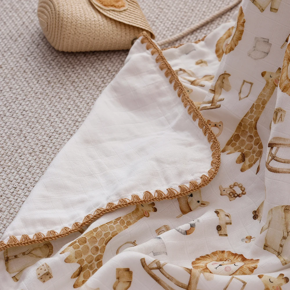 Elinfant Manta de bebé ligera algodón estampado bambú para verano - imagen 3