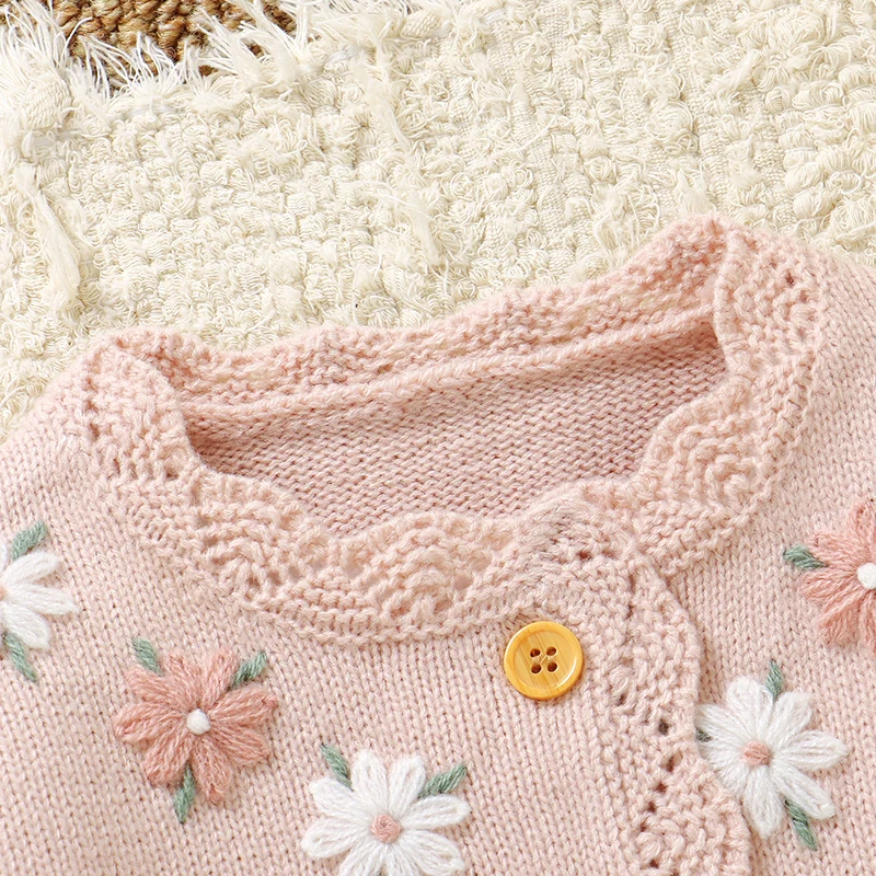 Cárdigan de punto floral para niña suave elegante primavera-otoño - imagen 4