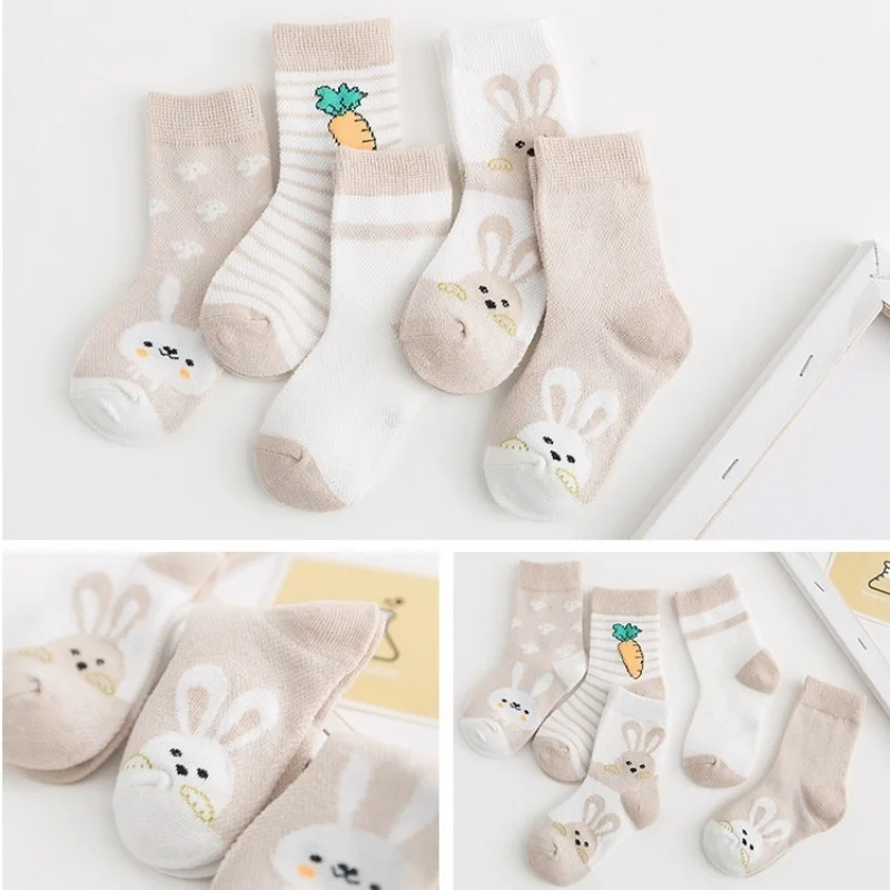 Calcetines altos de algodón para niños conejos malla transpirable - imagen 4