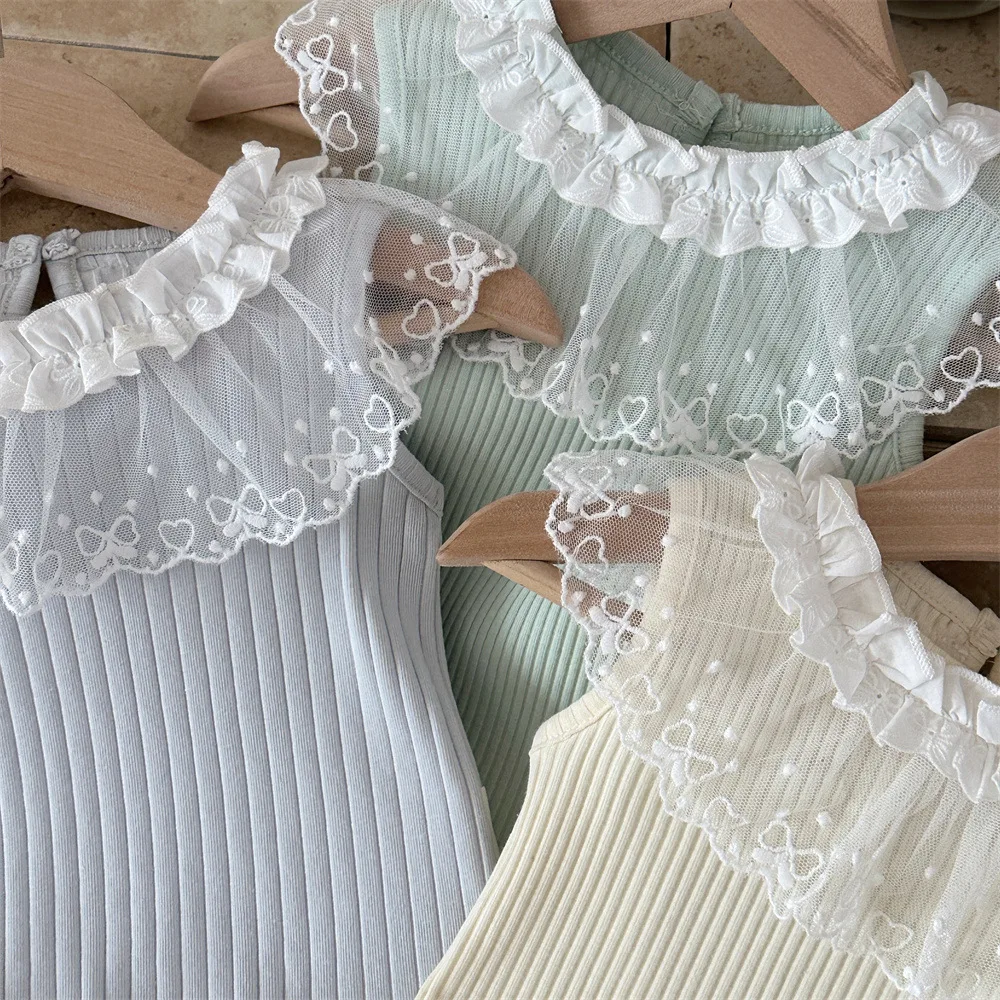 Camiseta verano sin mangas bebé MILANCEL con cuello de encaje - imagen 2