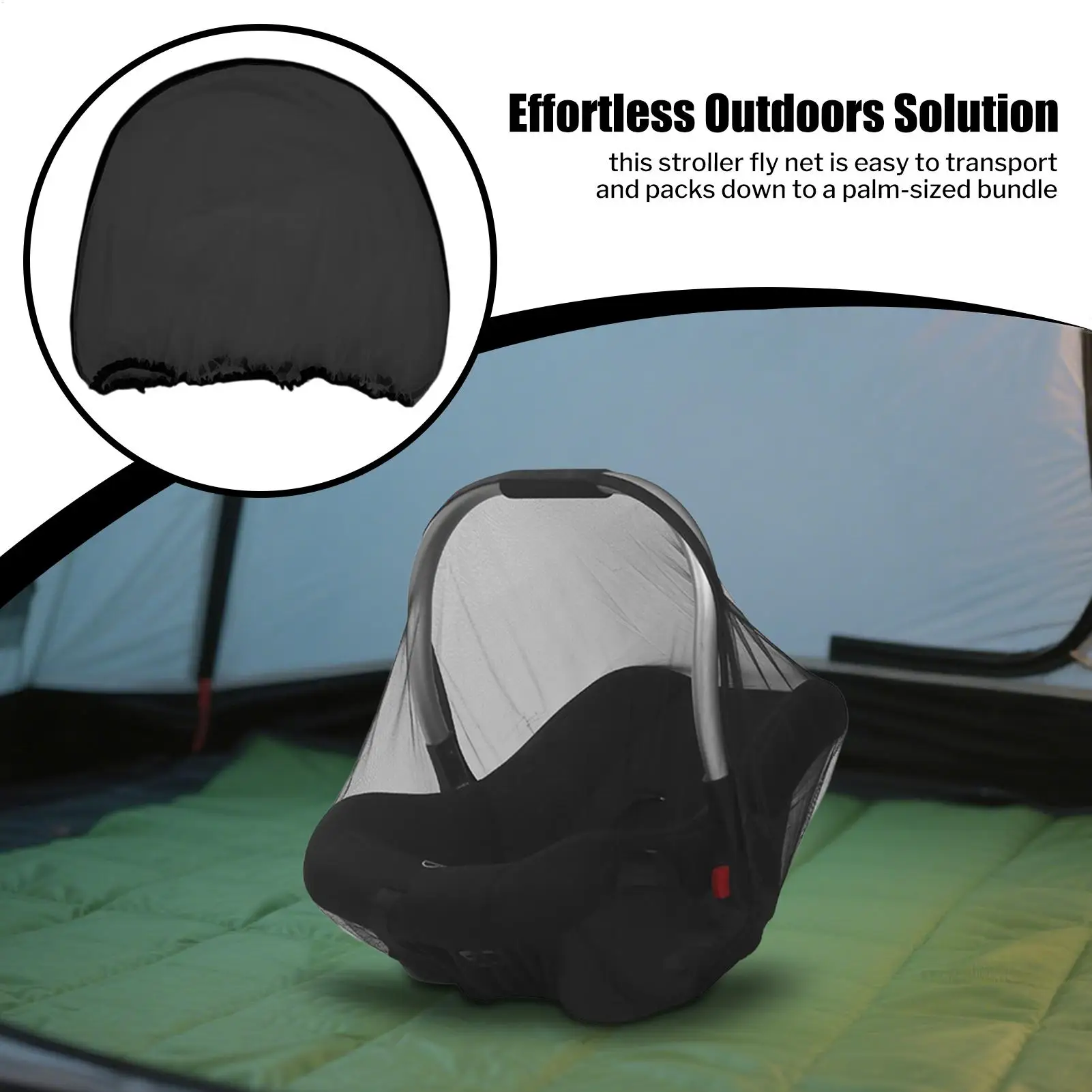 Mosquitera para moisés en uso sobre cochecito