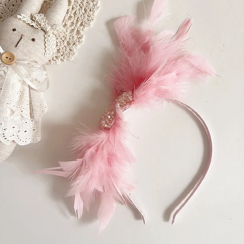 Aro de pelo Vintage de cuero con diamantes para niña - imagen 2