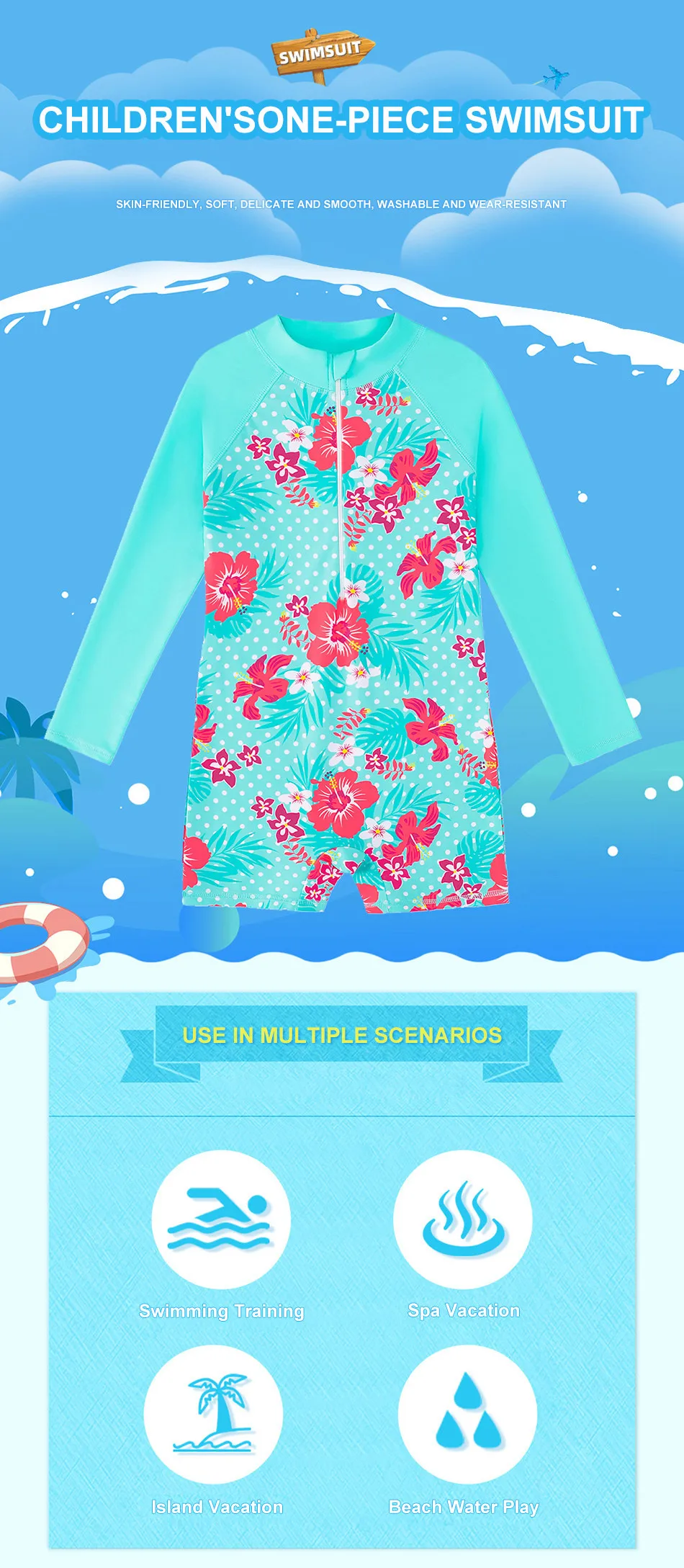 Traje de baño unicornio niña