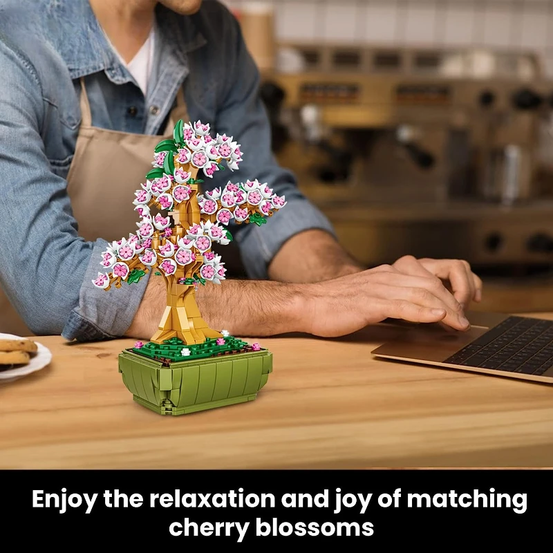 Árbol bonsái con flores de cerezo – Juguete decorativo DIY para niños - imagen 2