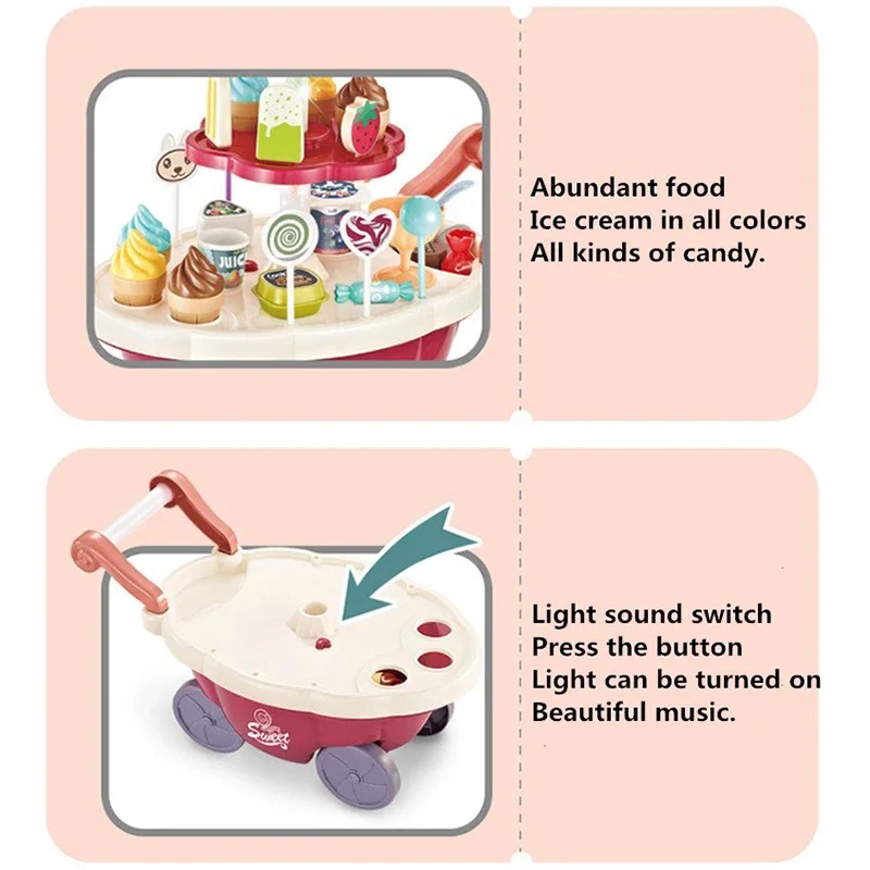 Juego de cocina infantil de helados con carrito de dulces - imagen 5