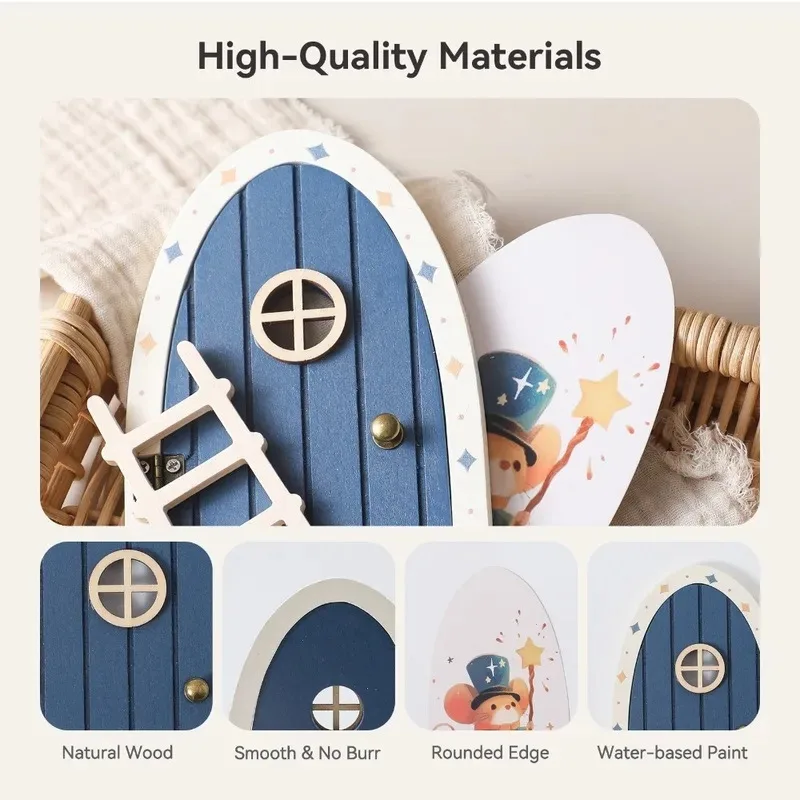 Puerta de elfo y hadas madera – casas muñecas decoración artesanal - imagen 3