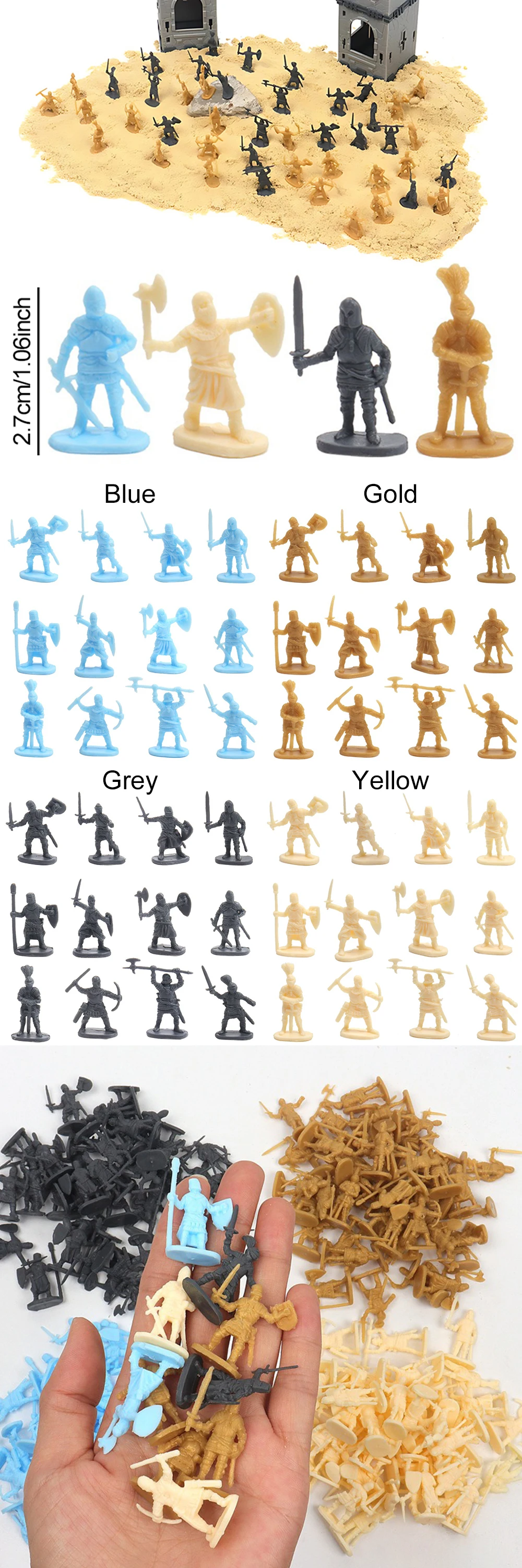 Miniaturas de soldados medievales para mesa de arena