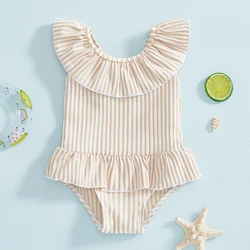 Bañador de niña Tregren con falda de volantes a rayas