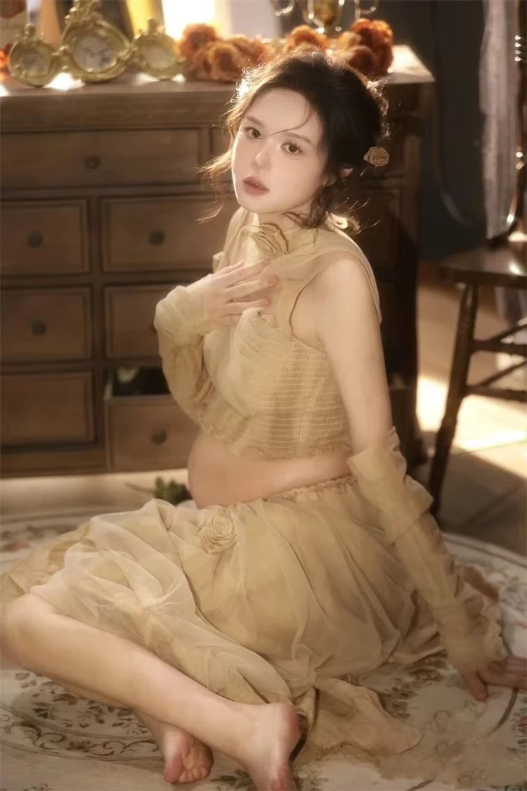 Vestido premamá vintage para sesión de fotos de embarazo - imagen 5