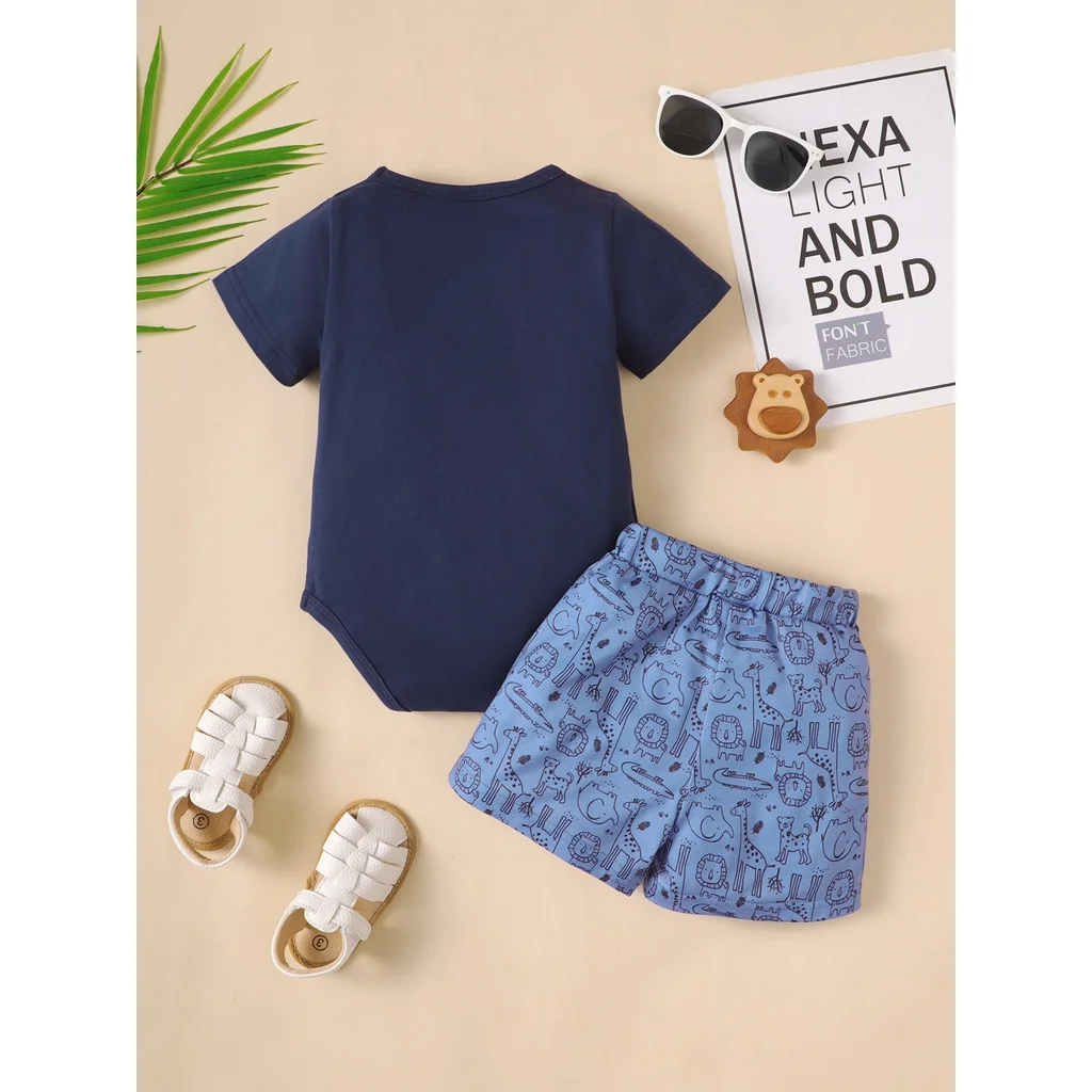 Conjunto verano bebé 3-18 meses: mono corto con león estampado - imagen 5