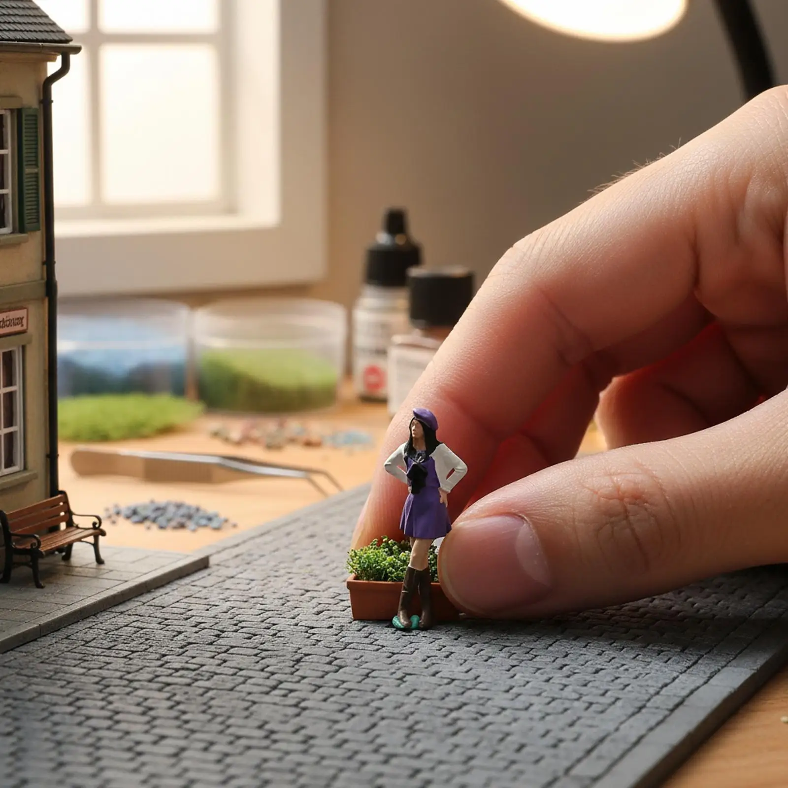 Figura de resina de niña pintada para jardín de hadas - imagen 3