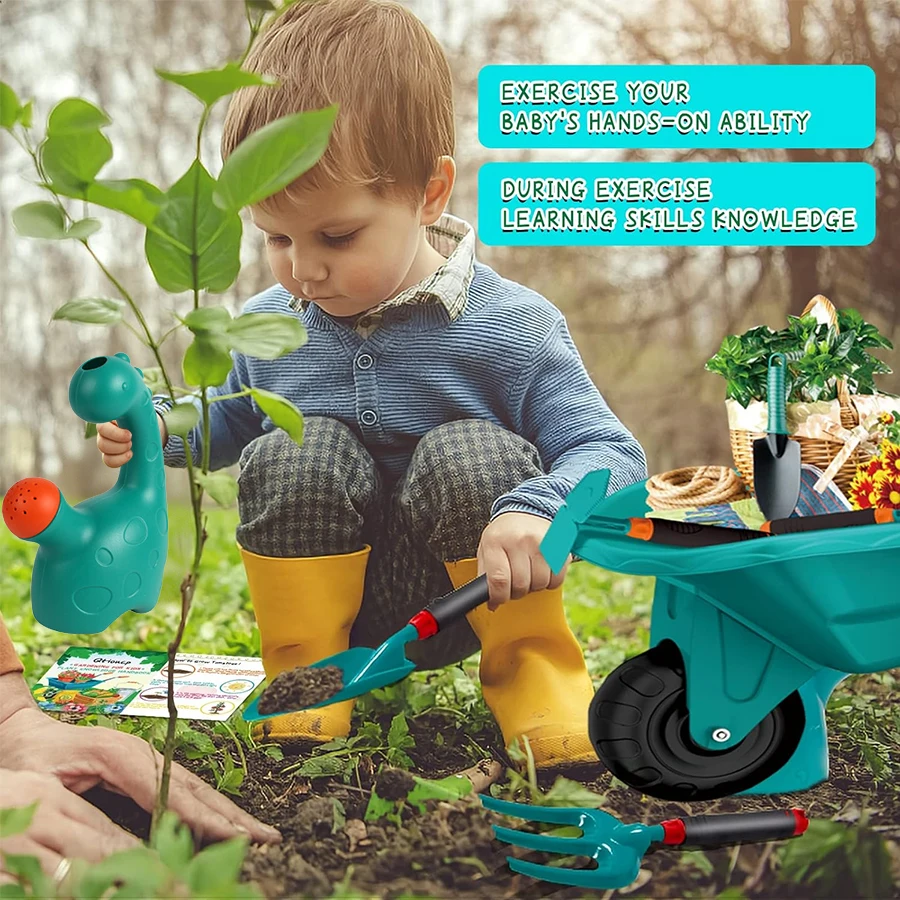 Juego de herramientas de jardinería infantil con carrito y delantal - imagen 3
