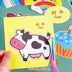 Libro de recortes infantil con animales, frutas y verduras