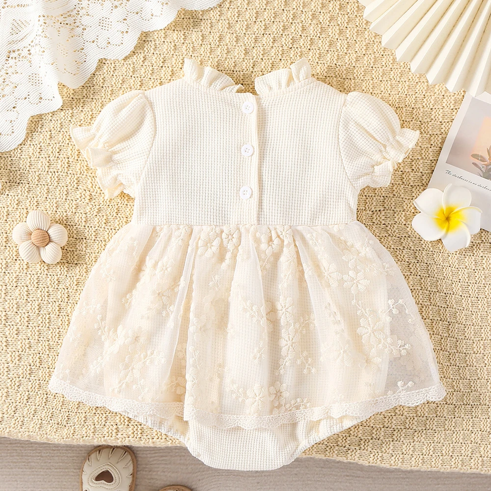Mono de verano con encaje para bebé niña - Manga corta - imagen 5