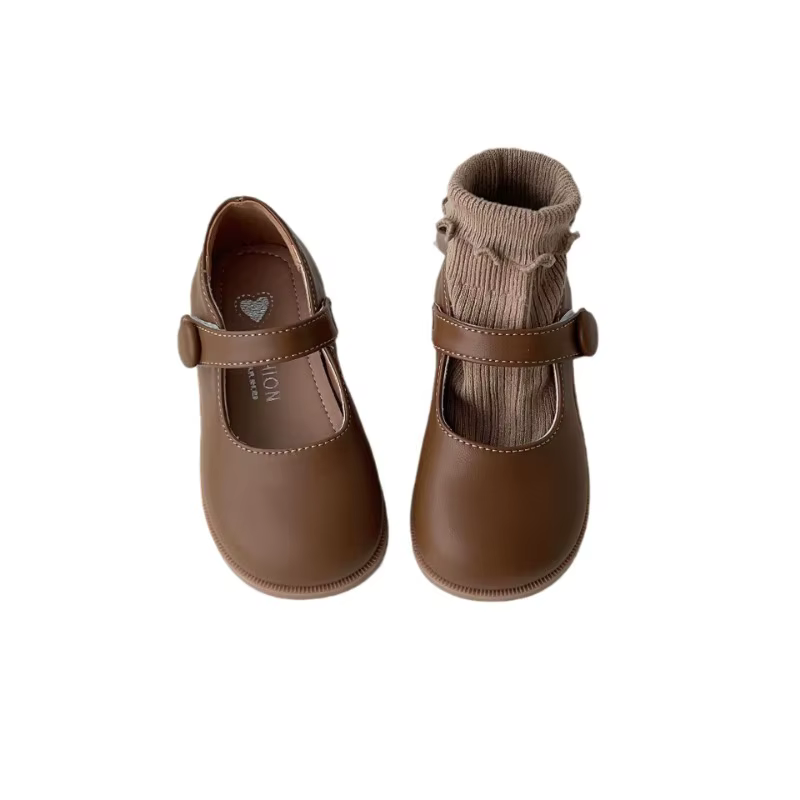 Zapatos de piel infantil – Punta redondeada en negro y marrón - imagen 5