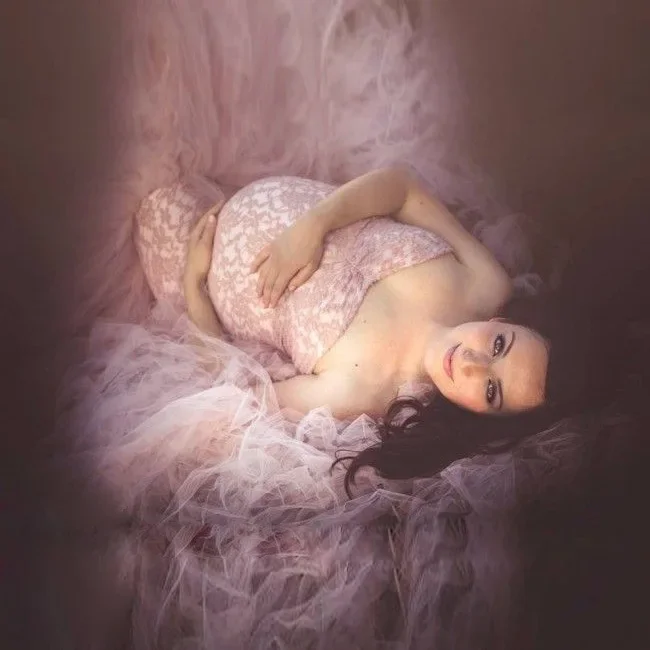 Vestido de embarazo encaje manga corta para sesión fotográfica - imagen 3