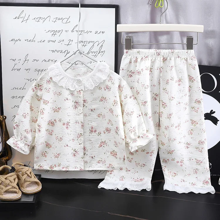 Pijama niña de manga larga floral – Conjunto suave de hogar - imagen 3