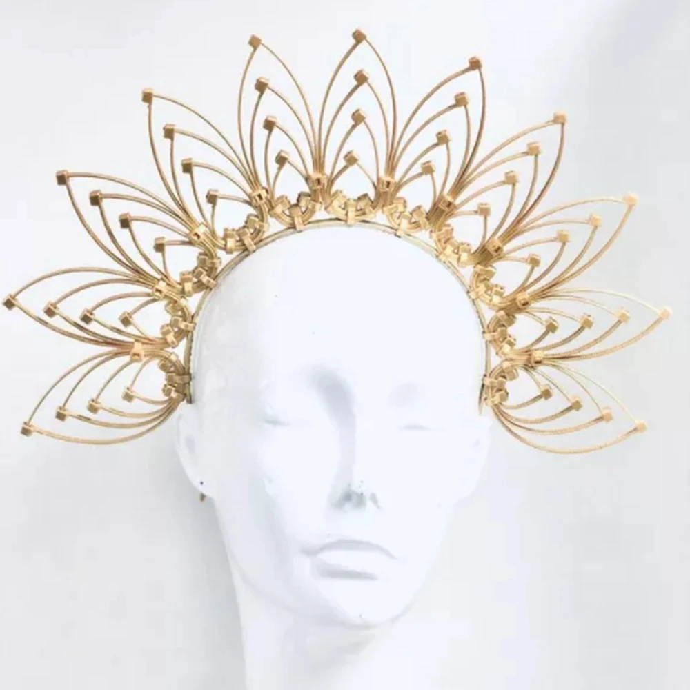Diadema de rayos solares dorada con corona para niña - imagen 2