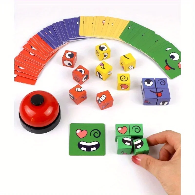 Cubo sensorial Montessori con bloques de caras expresivas para niños - imagen 4