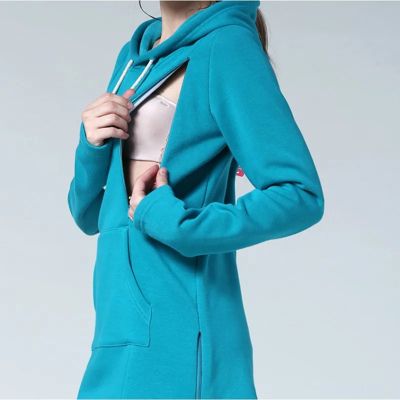 Sudadera premamá con capucha térmica de invierno